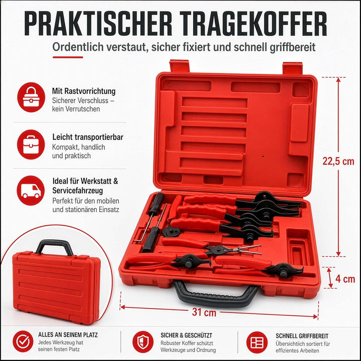 Wiltec Sprengring Zange 11 teilig, 12,7-203 mm, Seegeringzange für Aussenringe und Innenringe, Siche