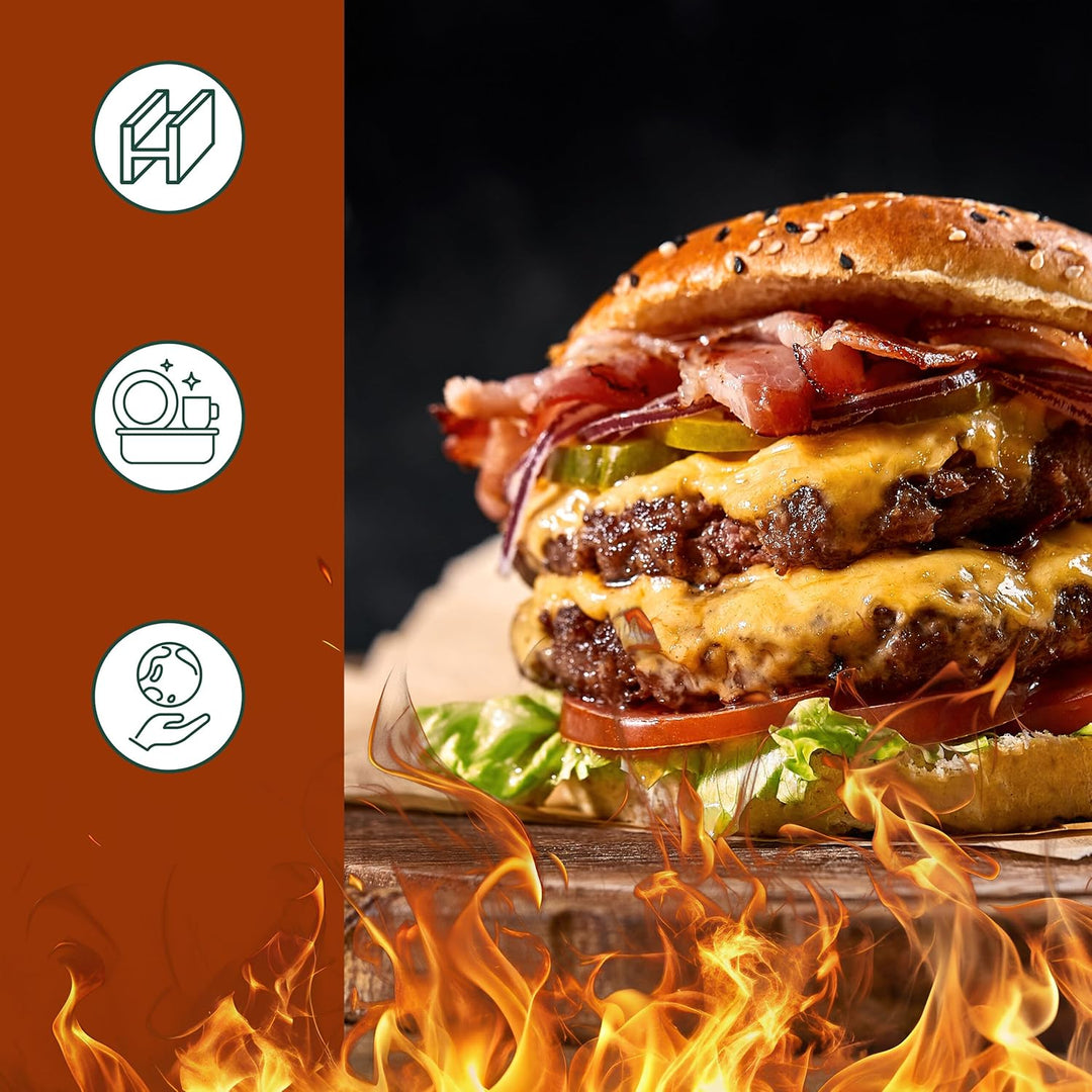 Relaxdays Smash Burger Set, 3-teilig, Burgerpresse mit Schmelzglocke & Grillspachtel, Patty Maker, E