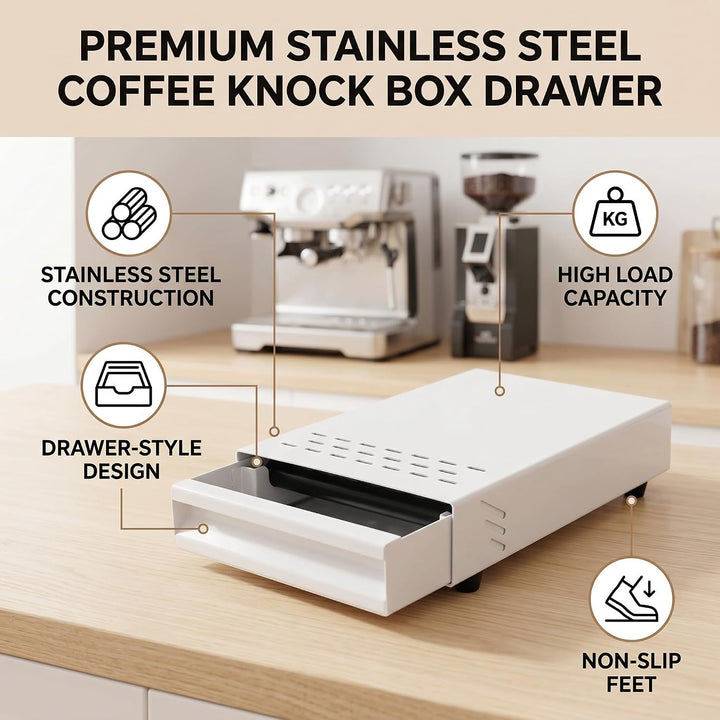 Kaffee-Klopfbox-Schublade, Espresso-Klopfbox-Schublade, Edelstahl-Kaffeerückstandspulverbox für den