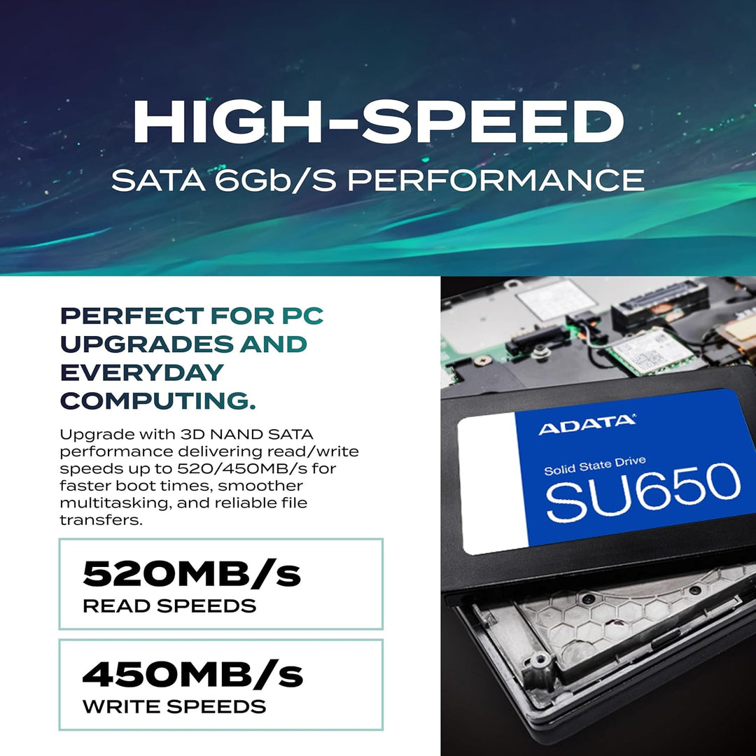 ADATA ASU650SS-512GT-R internal solid State Drive 2.5 512 GB Serial ATA III 3D NAND