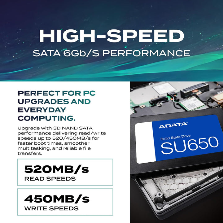 ADATA ASU650SS-512GT-R internal solid State Drive 2.5 512 GB Serial ATA III 3D NAND