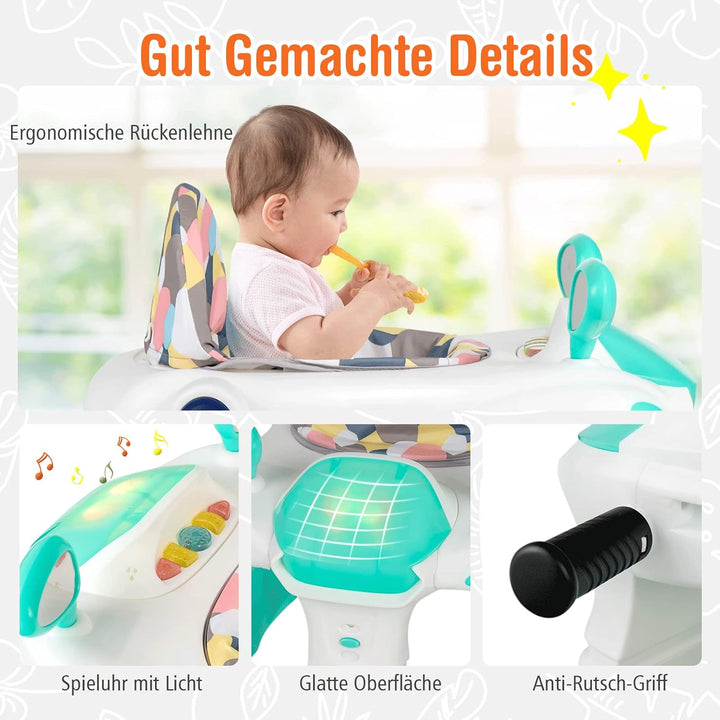 COSTWAY 2-in-1 Lauflernhilfe klappbar, Baby Walker höhenverstellbar, Gehfrei mit Musik & Licht, Lauf