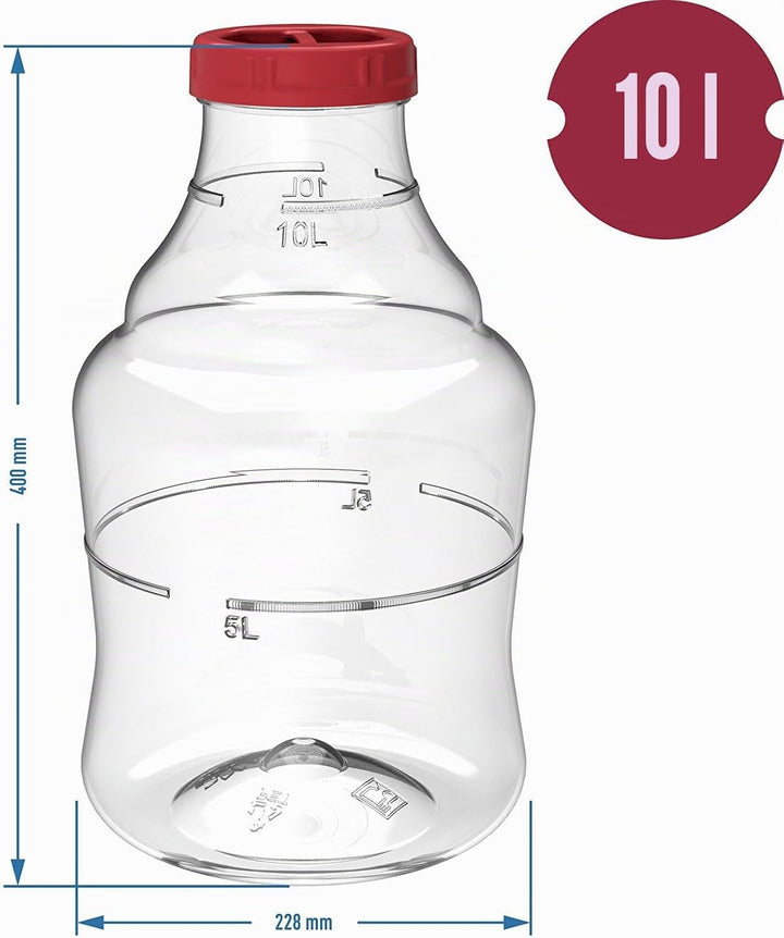 lilawelt24 10 L Gärballon Weinballon Gärbehälter Flasche Weithalsballon Gummistopfen