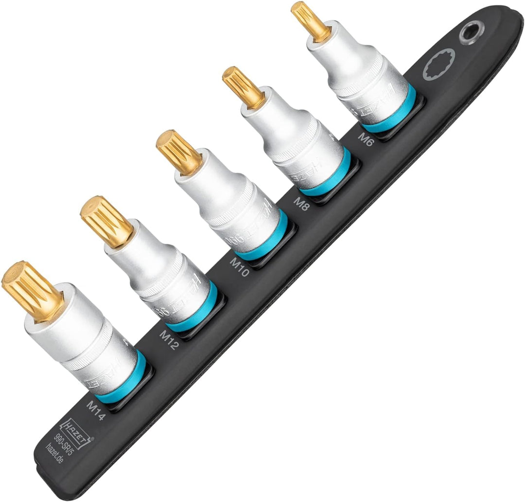 HAZET Steckleiste 990-SR/5 | Smart-Rail mit magnetischer Unterseite, 5 Steckplätze, Antrieb: Vierkan
