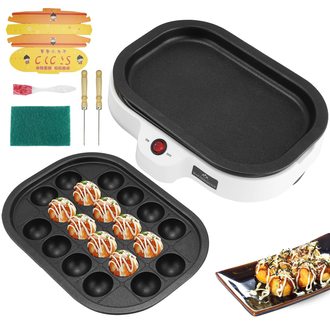 BAOSHISHAN Elektrische Takoyaki Maker Octopus Ball Maschine 20 Löcher Takoyaki Gerät für Zuhause 220