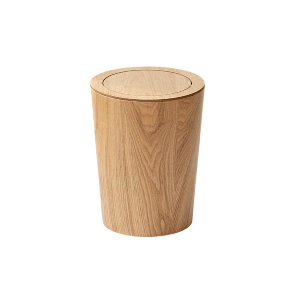 MKYOKO Runder Mülleimer, Holz-Mülleimer mit Deckel, Müllrecyclingbehälter, Abfallbehälter, Papierkor