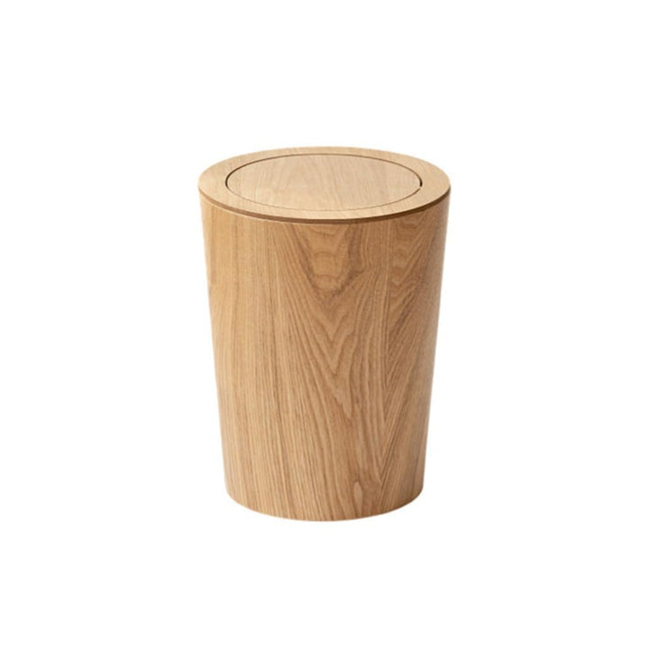 MKYOKO Runder Mülleimer, Holz-Mülleimer mit Deckel, Müllrecyclingbehälter, Abfallbehälter, Papierkor