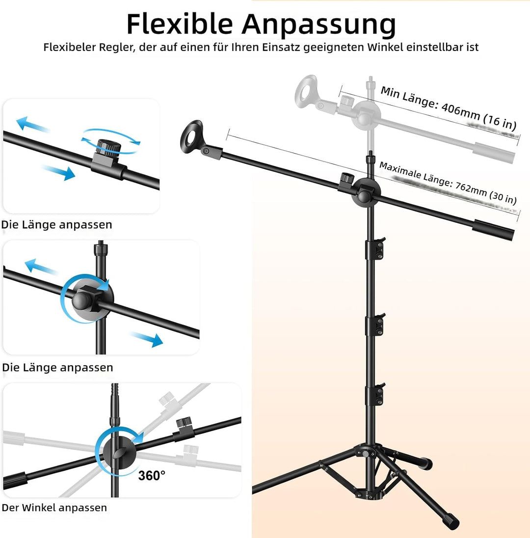 Mikrofonständer, 6-in-1 Mikrofon ständer,Boden-Boom-Mikrofon ständer,Unterstützt Gooseneck,Mikrofonk