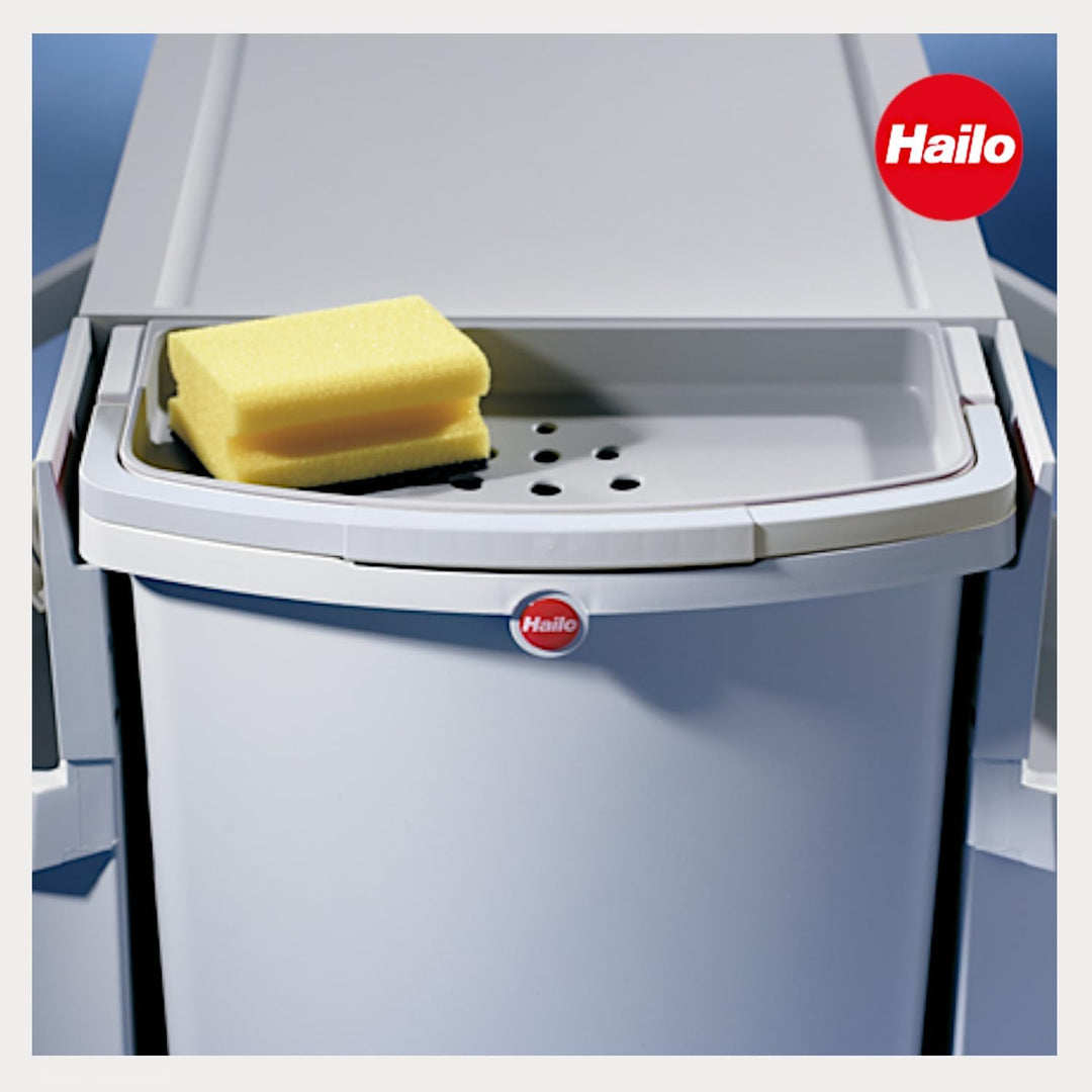 Hailo Multifunktionseimer 1068099 | stabiler Kunststoff hellgrau | 318 x 179 x 315 mm | vielseitiger
