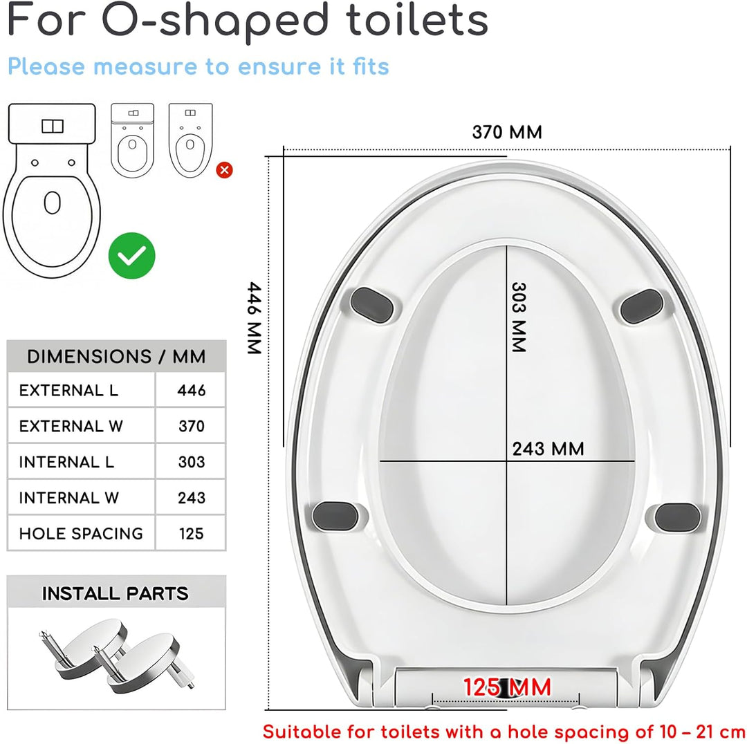 Toilettendeckel mit Absenkautomatik, O Form WC Sitz Deckel mit Quick-Release Funktion zur leichten R