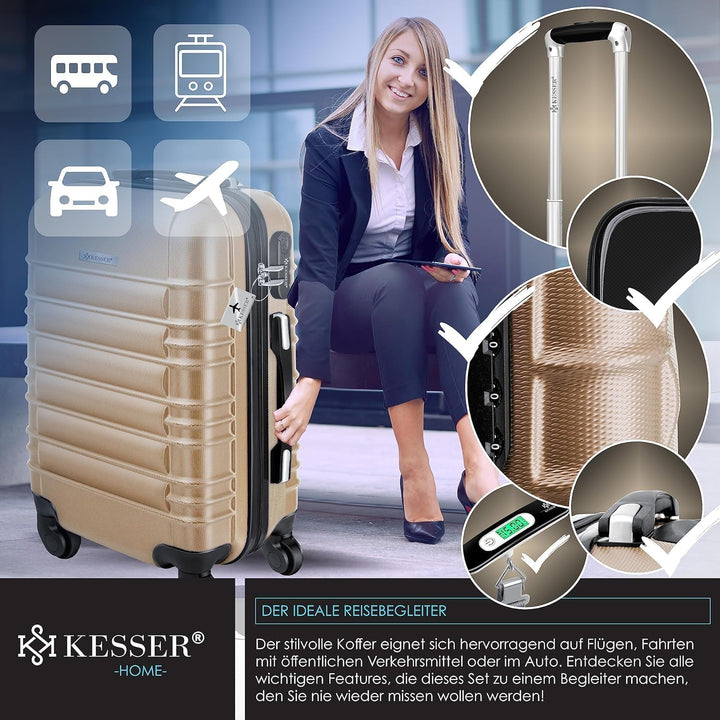 KESSER® Handgepäck Reisekoffer Hartschalen-Koffer Inkl. Kofferwaage + Gepäckanhänger Trolley Gepäck