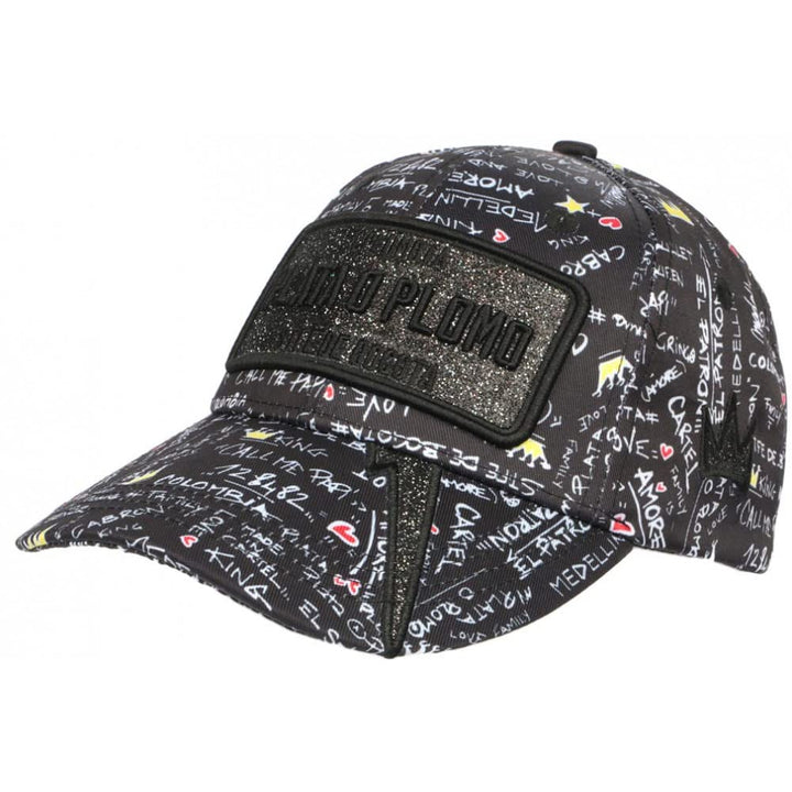 Kappe Plata o Blei, Schwarz, Grau, Strass, Baseball-Kapsel, Grösse: Einheitsgrösse – Farbe: Schwarz