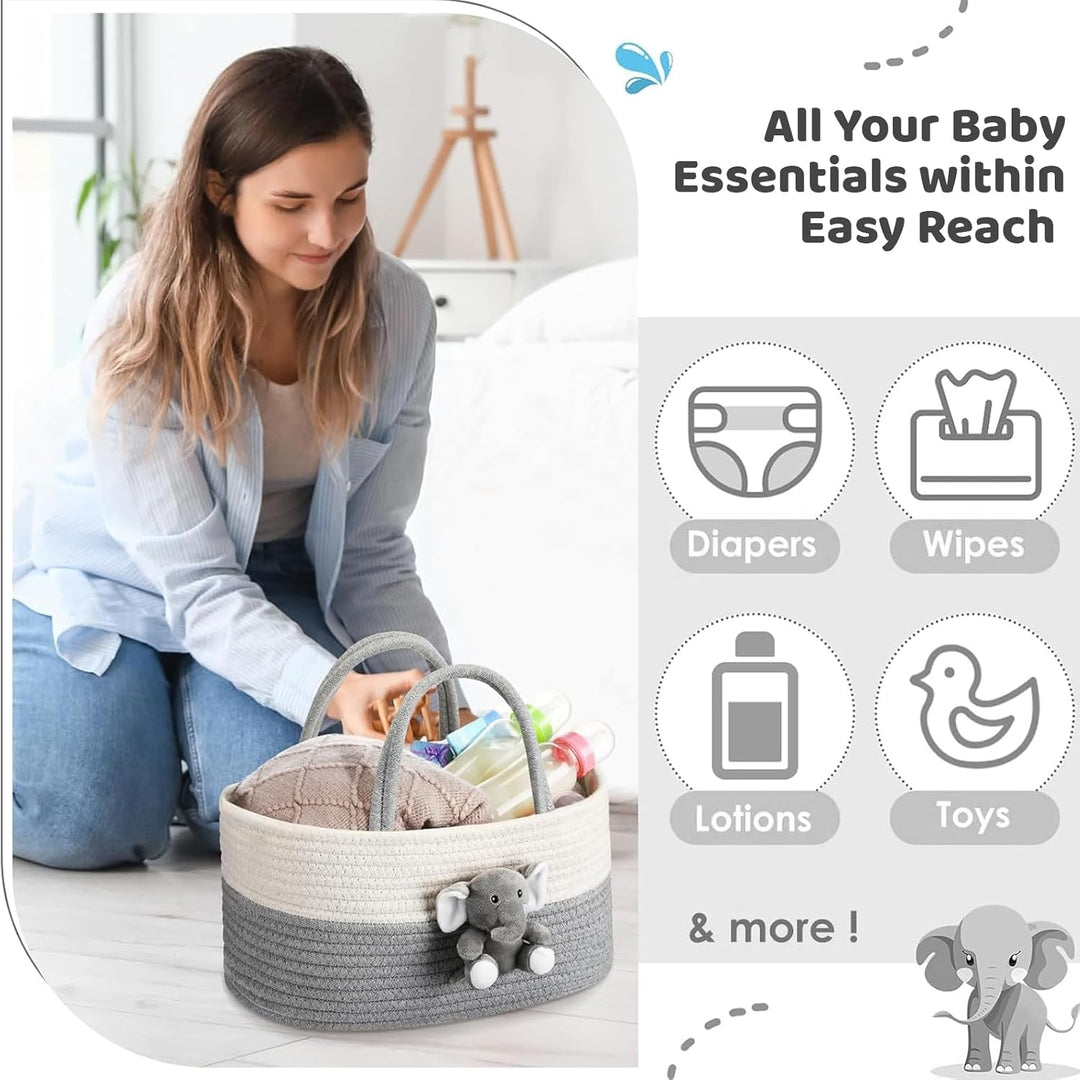 TechVizrs Baby Windel Caddy Korb, Multifunktionale Windelaufbewahrungskorb mit Windelaufbewahrungsta