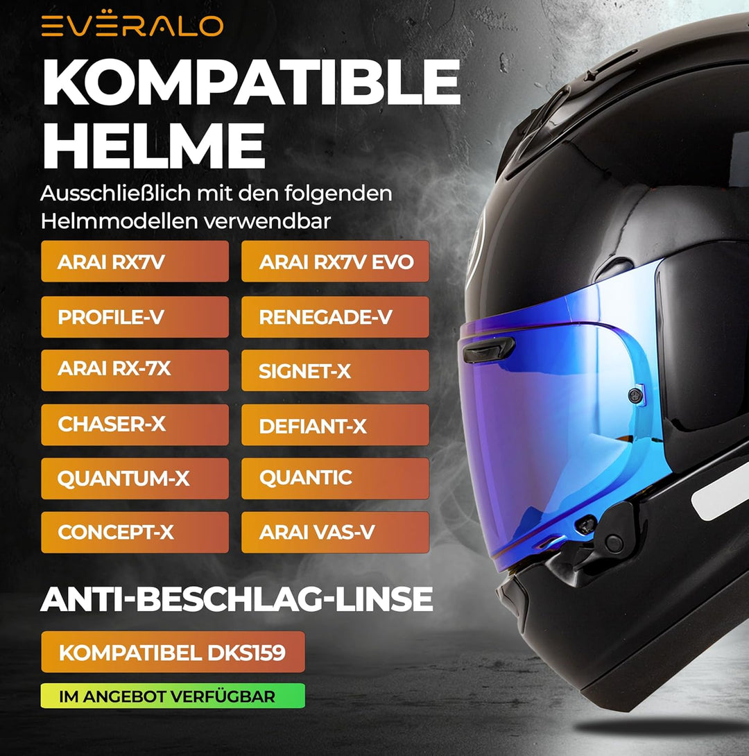 Everalo Kompatibel mit Arai Rx7v Visier - Vas v - Chaser X - Rx7x - Quantum X - Signet X - Defiant X
