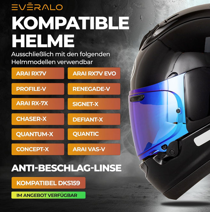 Everalo Kompatibel mit Arai Rx7v Visier - Vas v - Chaser X - Rx7x - Quantum X - Signet X - Defiant X