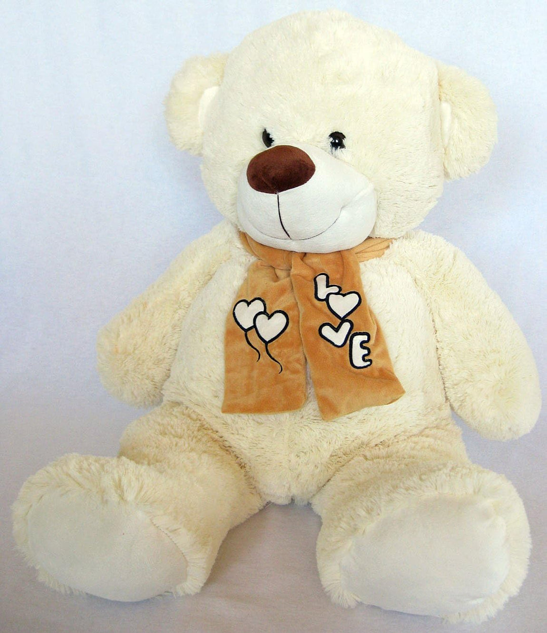 Wagner 9005 - XXL Plüschbär Teddy Bär mit Schal - 100 cm gross - weiss - Teddybär Kuschelbär