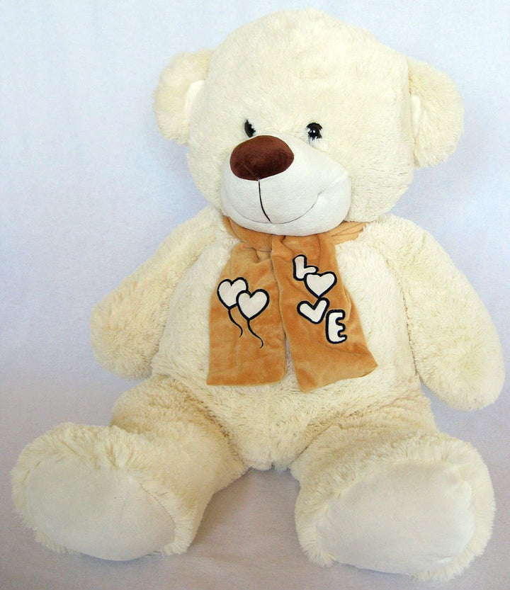 Wagner 9005 - XXL Plüschbär Teddy Bär mit Schal - 100 cm gross - weiss - Teddybär Kuschelbär