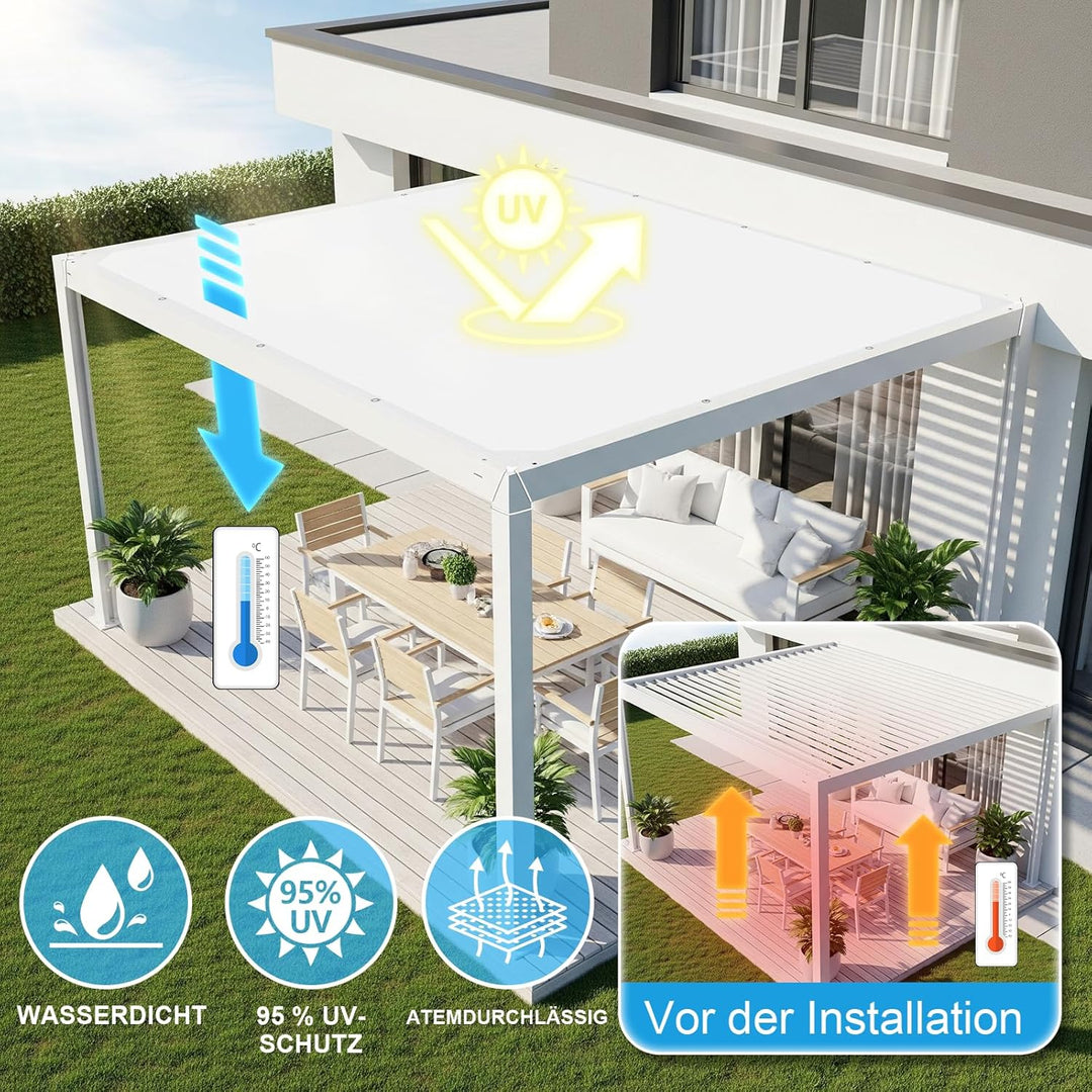 COOL AREA Sonnensegel Wasserdicht Rechteckige 2x3m mit Geraden Kanten Sonnenschutz Wetterschutz PES