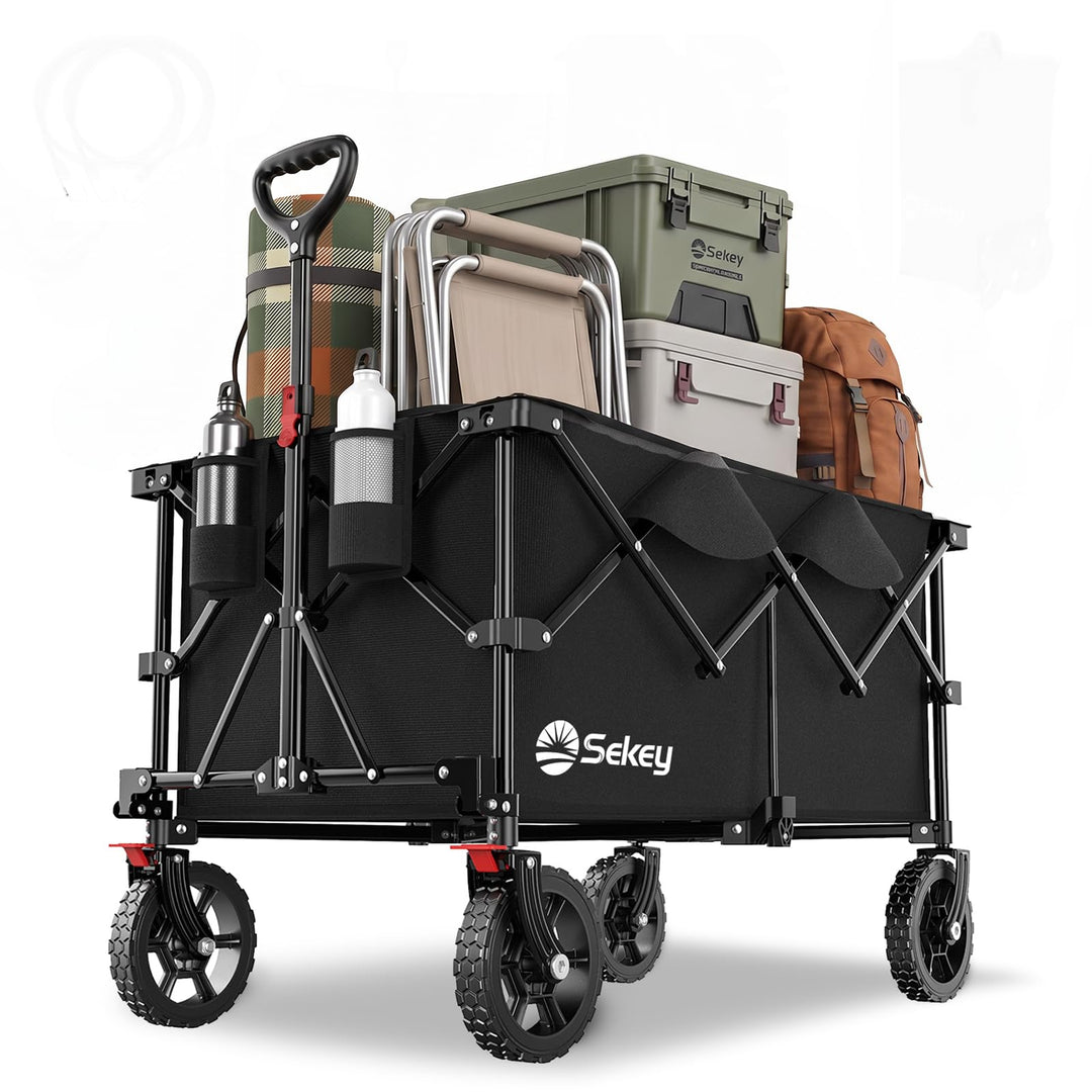 Sekey XXL Plus Bollerwagen Faltbar 200L 200KG Tragkraft, Faltbarer Bollerwagen Geländetauglich mit B