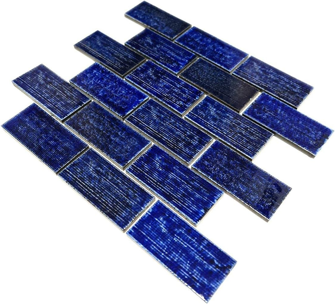 Keramik Mosaikplatte Verbund blau glänzend 10 Matten