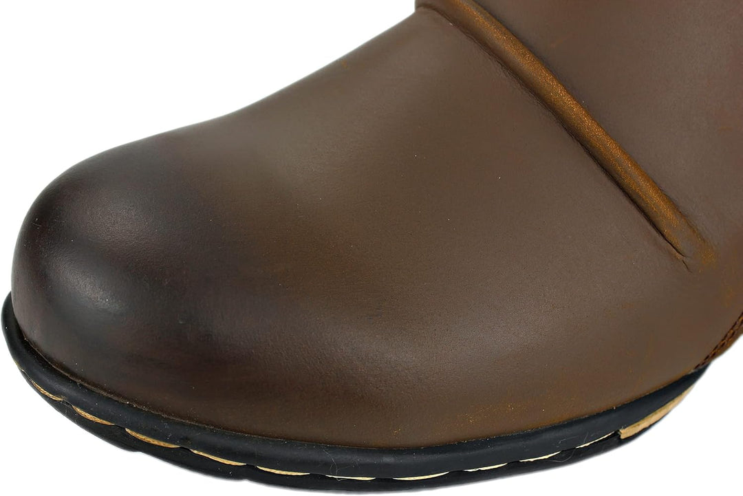 OSSTONE Herren Leder chukkastiefel Worker Biker Boots-Motorrad-Leder-Schuhe für reissverschluss Schn