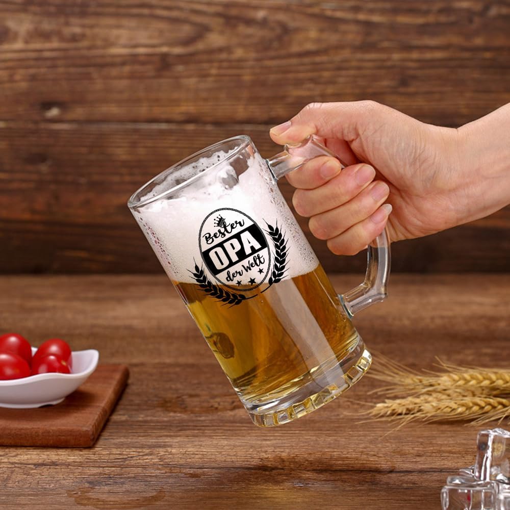 Bester OPA der Welt Bierkrug Bierglas (0,5 liter) im Geschenkbox, Ruhestand Geschenk Bier Geschenke