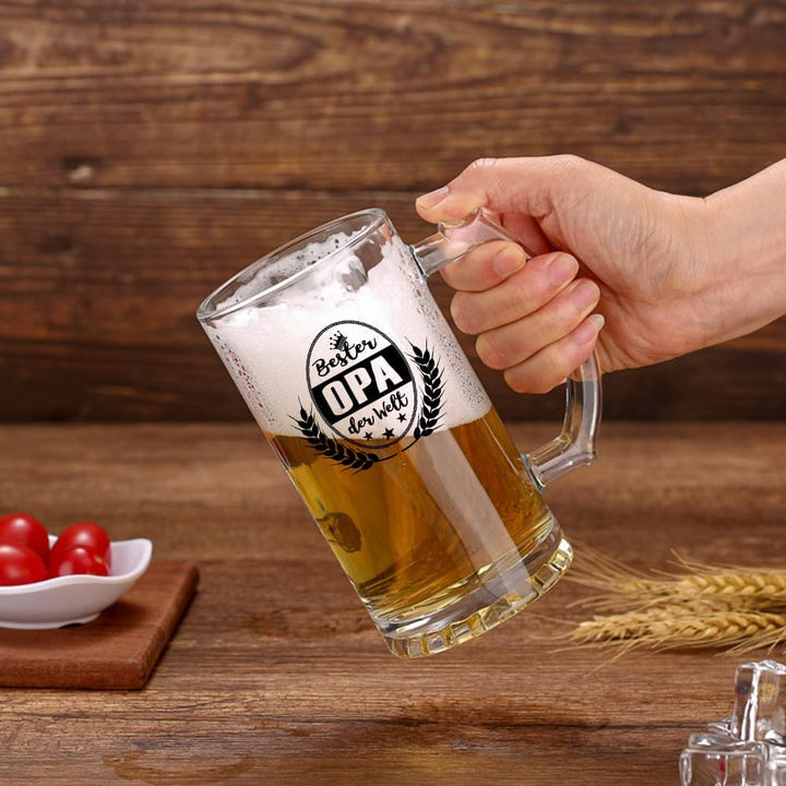 Bester OPA der Welt Bierkrug Bierglas (0,5 liter) im Geschenkbox, Ruhestand Geschenk Bier Geschenke