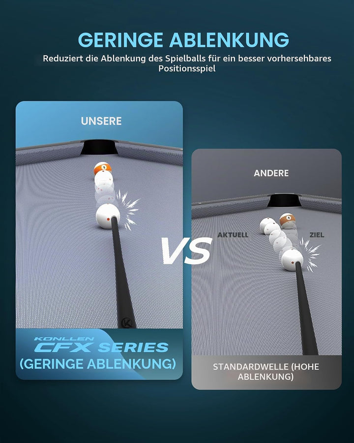 KONLLEN Billardqueue aus Carbonfaser, 147cm, professionelles Billardqueue für Erwachsene, Vollcarbon