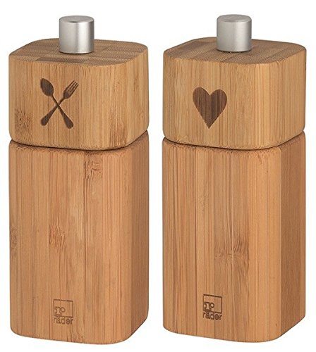 Räder kleine Salzmühle BESTECK und kleine Pfeffermühle HERZ Bambus [D]
