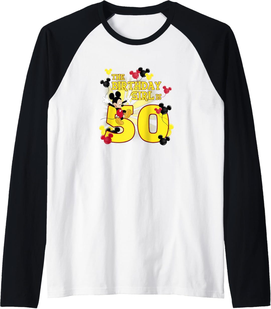 Disney Mickey Mouse The Birthday Girl Is 50 Raglan