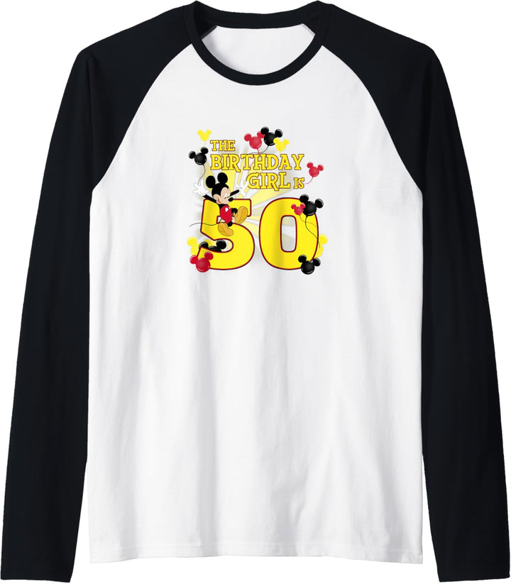 Disney Mickey Mouse The Birthday Girl Is 50 Raglan