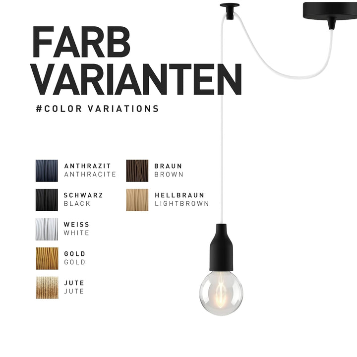 smartect Textilkabel Gold, 50 Meter Vintage Lampenkabel Stoff Gedreht, 3-Adrig (3 x 0.75 mm²) Stromk