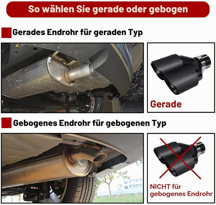 54mm Auspuffspitzen Auspuff Edelstahl und Glänzende Kohlefaser Auto Auspuff Endrohr, Einlass 2,1" Au