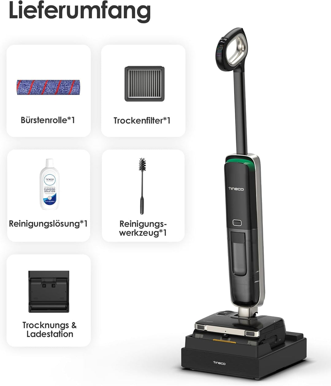 Tineco Floor ONE S9 Master Nass Trockensauger, StreakFree-Abzieher, ThermoBlast-Tech, 9,9 cm Superfl