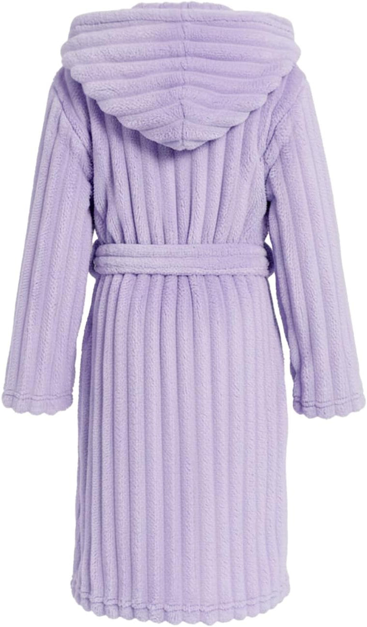 JiAmy Kapuzen Bademantel für Mädchen Flauschiger Fleece Plüsch Langer Schlafmantel Kinder Lila 4-6 J