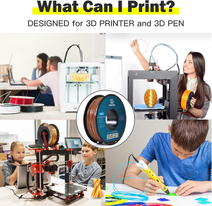 GEEETECH TPU filament 1,75mm Braun, Flexible 3D Drucker Filament 1kg 1 Spool Braun-1KG, Braun-1KG