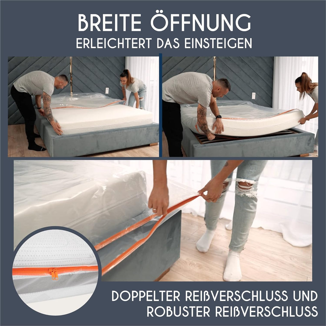 Matratzenhülle 150x200 cm (Dicke 30 cm) aus Kunststoff - Aufbewahrungstasche für Matratzen - Schutz