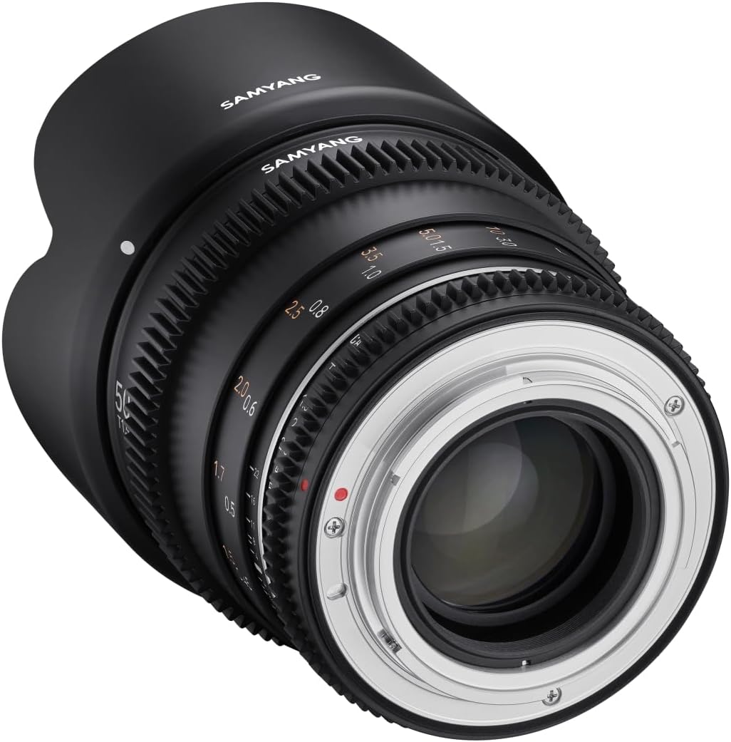 Samyang MF 50mm T1,5 VDSLR MK2 Canon RF – lichtstarkes T1,5 Normal Cine- und Video Objektiv für Cano