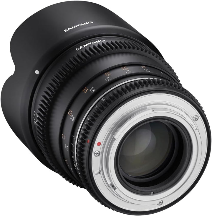 Samyang MF 50mm T1,5 VDSLR MK2 Canon RF – lichtstarkes T1,5 Normal Cine- und Video Objektiv für Cano