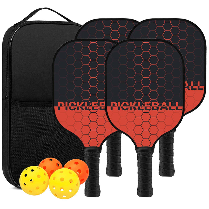 Pickleball Set, Pickleball Schläger mit Fiberglas Oberfläche Pickle Ball Paddles mit 4 Bällen Ausrüs