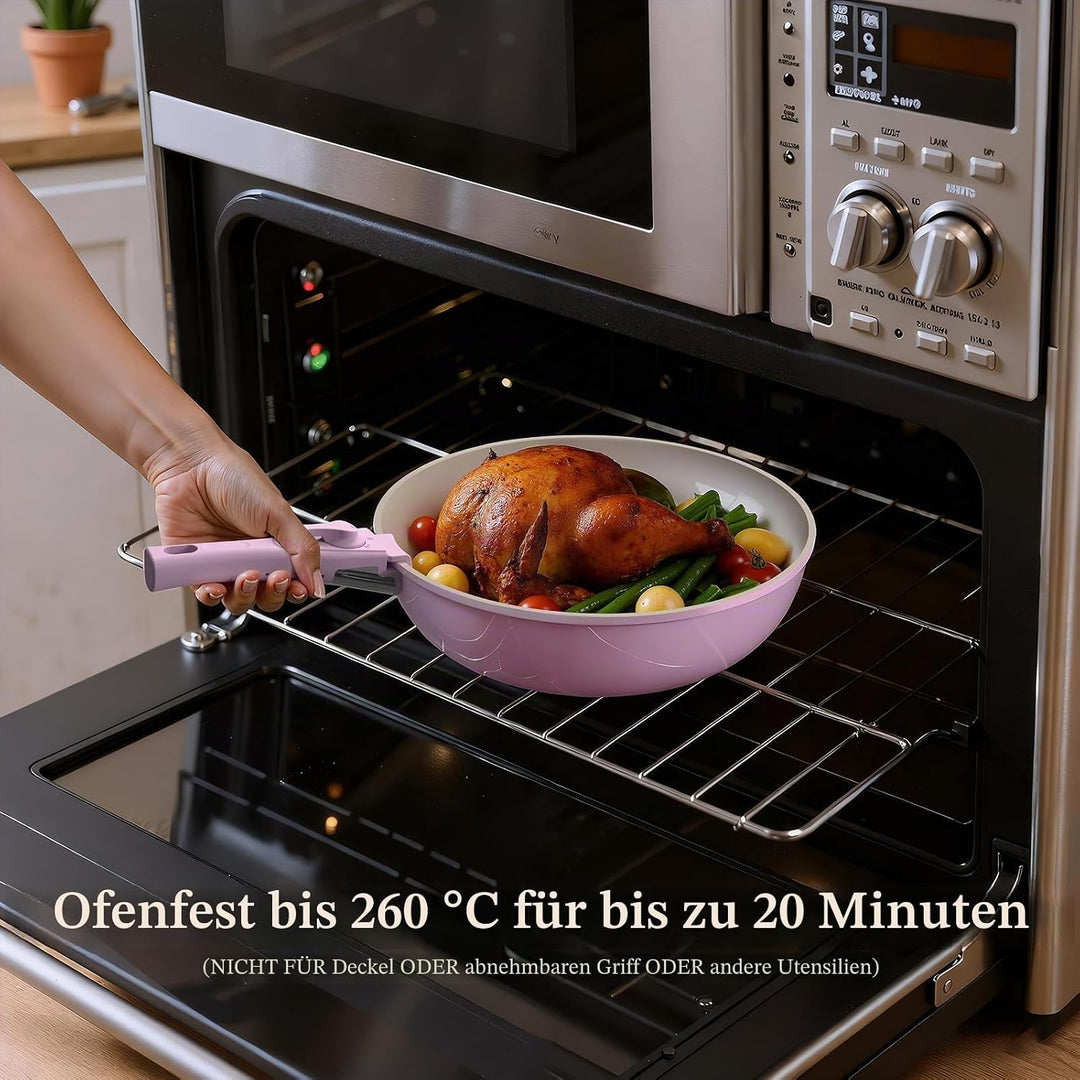 Töpfe und Pfannen Set Non-Stick, Keramik Kochgeschirr Set Abnehmbare/abnehmbare Griffe, RV Camping K