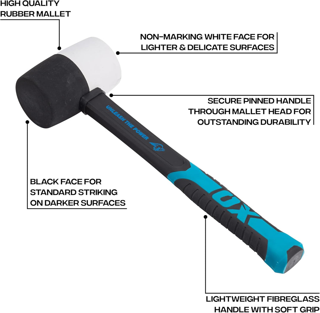 OX Combination Rubber Mallet - 24 oz 24 oz Black & White, 24 oz Black & White
