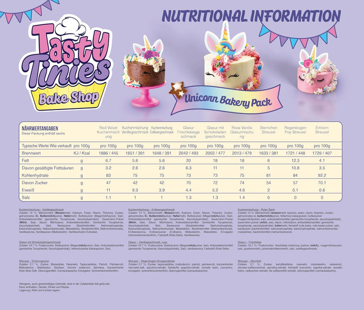 Tasty Tinies - Unicorn Bakery Pack, Kreatives Backset mit 6 Kuchen für Kinder ab 6 Jahren, Einfach B