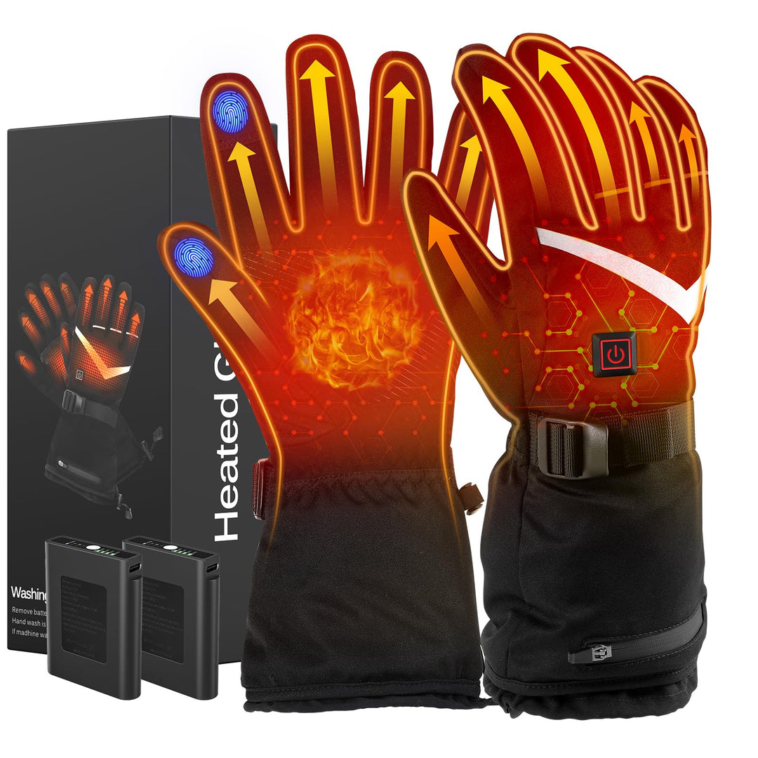 LOTTBUTY Beheizbare Handschuhe 2023 Upgrade,Beheizte Handschuhe Herren Damen mit 7.4V/2×5000mAh Wied