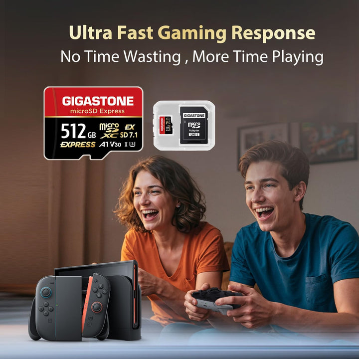 【Für Switch 2 entwickelt】 GIGASTONE 512GB microSD Express + USB-C Kartenleser + Adapter, kompatibel