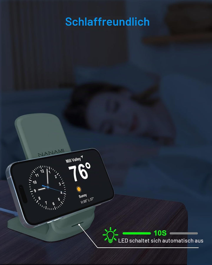 NANAMI Fast Wireless Charger mit 20W PD Netzteil, 15W Induktive Ladestation | Für iPhone 17/16/15/14