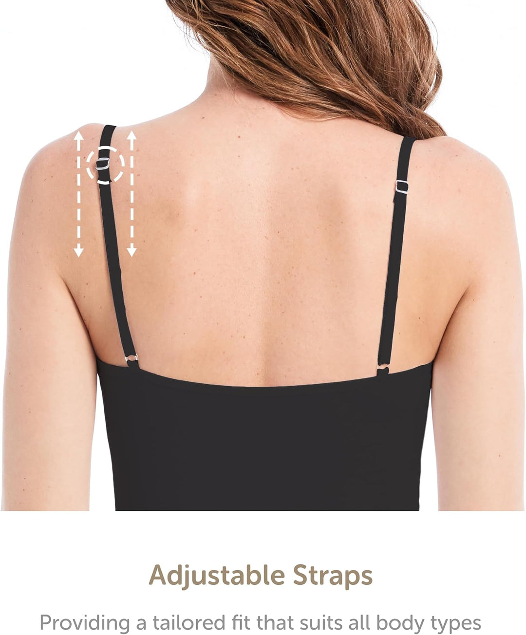Comfneat Damen 4-Pack Spaghetti Tops Slim-Fit Verstellbare Träger Camisole Baumwolle Elasthan Unterh