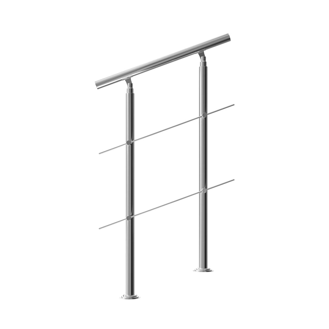 MONZANA® Treppengeländer Edelstahl Pflegeleicht 80cm mit 2 Querstreben Innen und Aussen Handlauf Gel