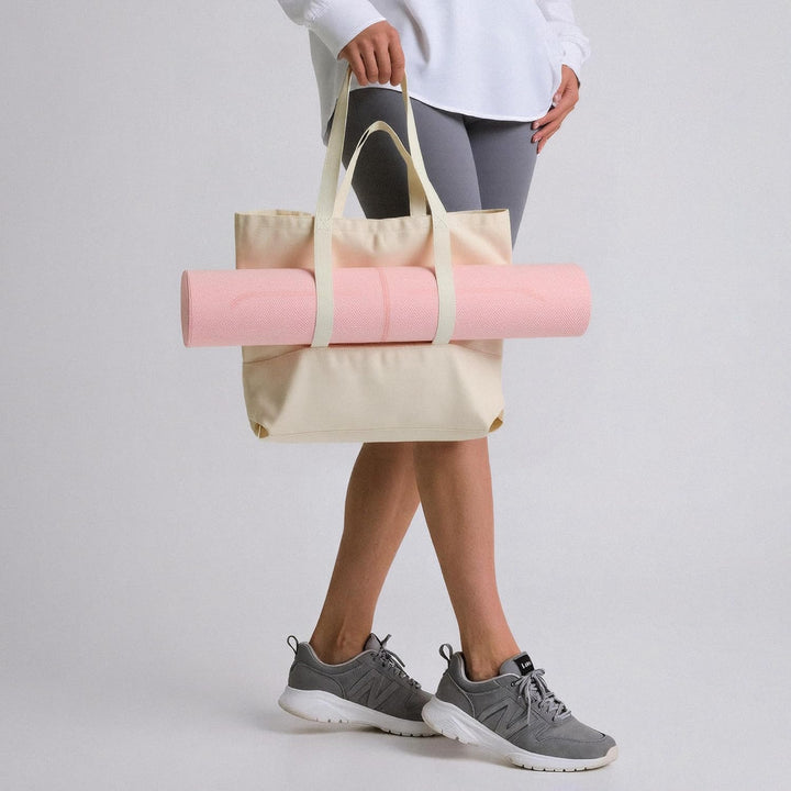 Premium Yoga Tragetasche aus Baumwolle – 45x36x10cm mit Platz für Yogamatte, Fitness Reisetasche, le