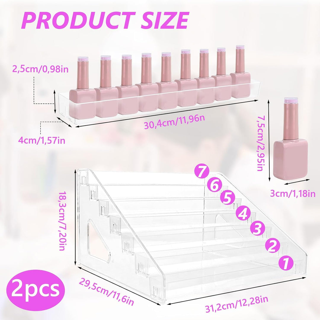 2 Stück Nagellack Aufbewahrung 168 Flaschen, 7 Schichten Nagellack Organizer, nagellack Regal Acryl